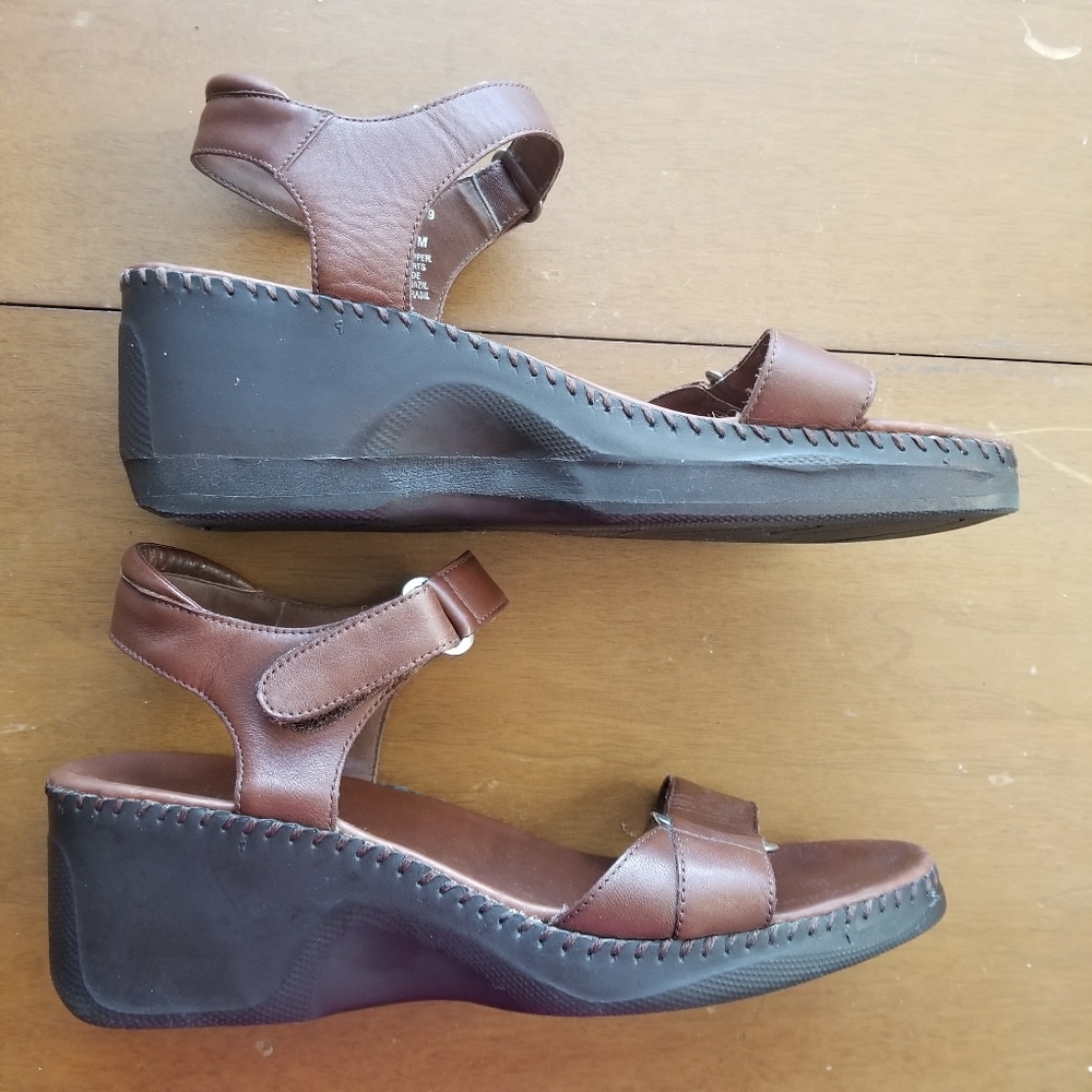 Naturalizer Shoes Leather Wedge Sandal Brown Sz 9 - Picture 2 of 9